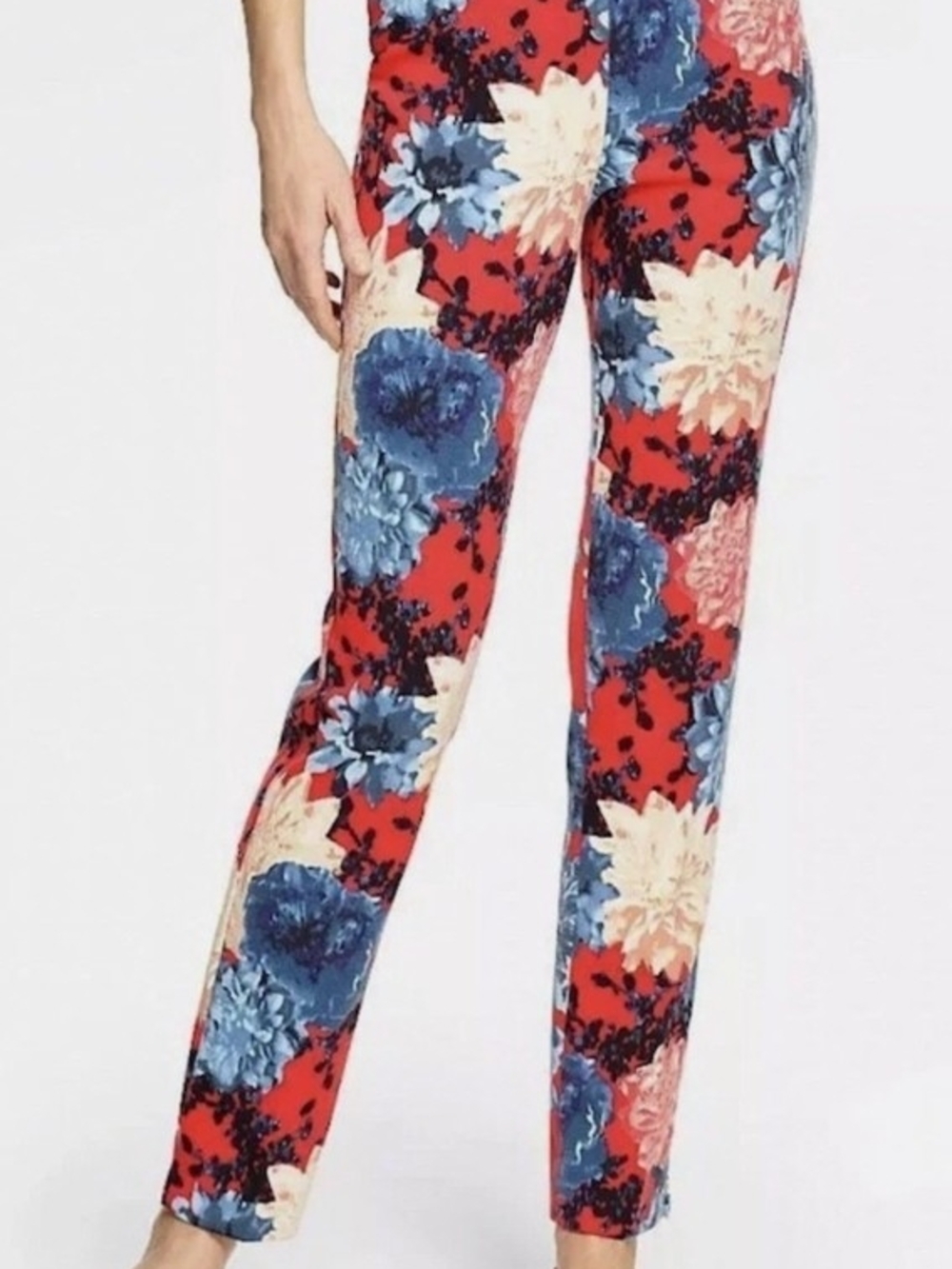 TALBOTS Floral Print Red Slim Women Pants